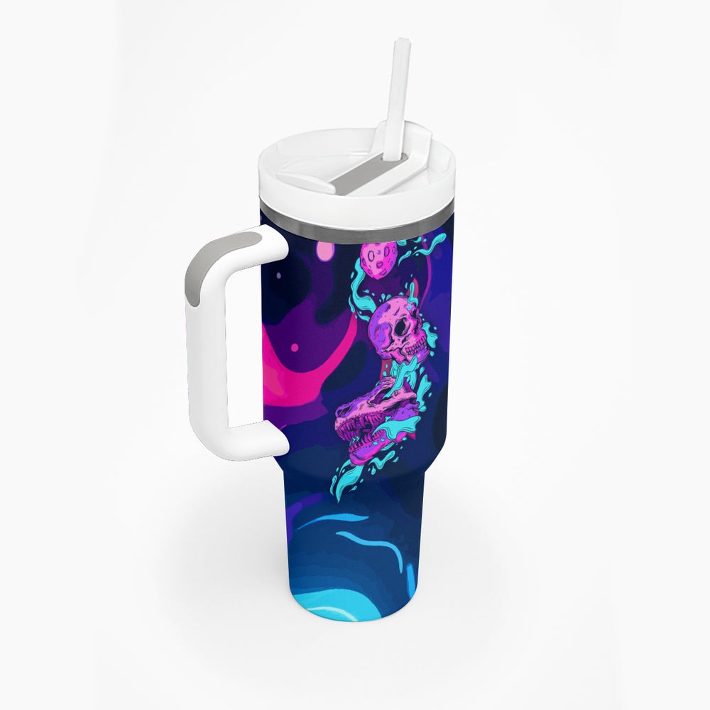 Space Skull Tumbler With Handle Skeleton Color Neon Paint On Space TS04 Space Skull Tumbler With Handle Skeleton Color Neon Paint On Space TS04