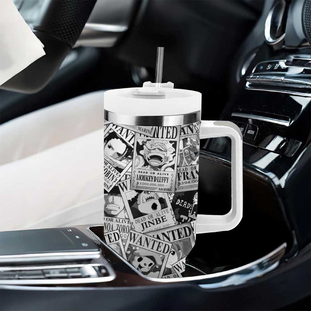 Straw Hat Wanted Pattern One Piece Tumbler With Handle Anime Mix Manga Style TS04 Straw Hat Wanted Pattern One Piece Tumbler With Handle Anime Mix Manga Style TS04