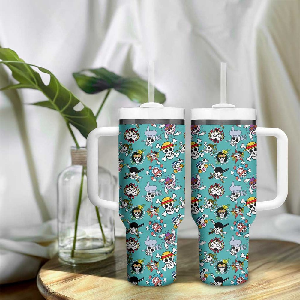Strawhats Jolly Roger One Piece Tumbler With Handle Anime Pattern Style TS04 Strawhats Jolly Roger One Piece Tumbler With Handle Anime Pattern Style TS04