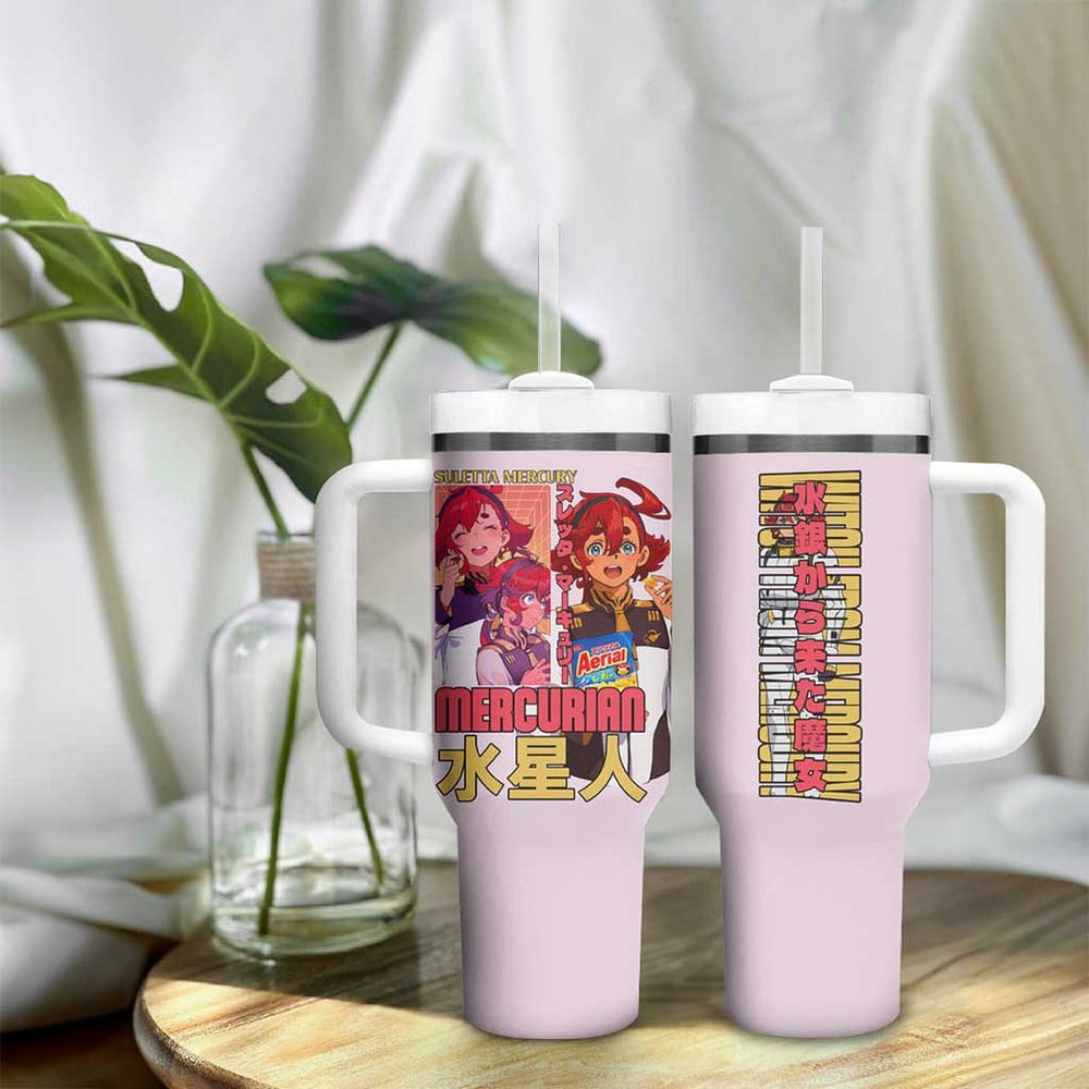 Suletta Mercury Gundam Witch from Mercury Tumbler With Handle Anime Style TS04 Suletta Mercury Gundam Witch from Mercury Tumbler With Handle Anime Style TS04