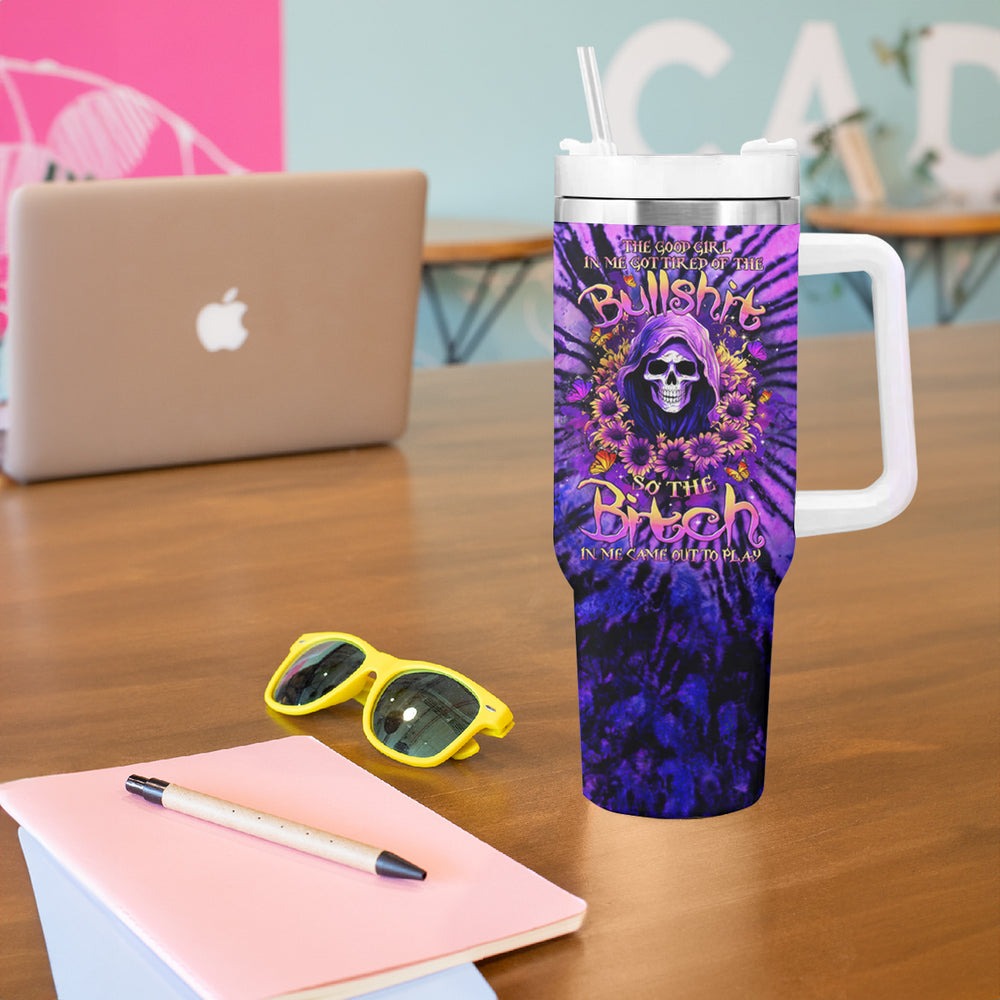 Sunflower Skull Tumbler With Handle She Is Sunshine Mixed With A Little Hurricane DT01 Sunflower Skull Tumbler With Handle She Is Sunshine Mixed With A Little Hurricane DT01