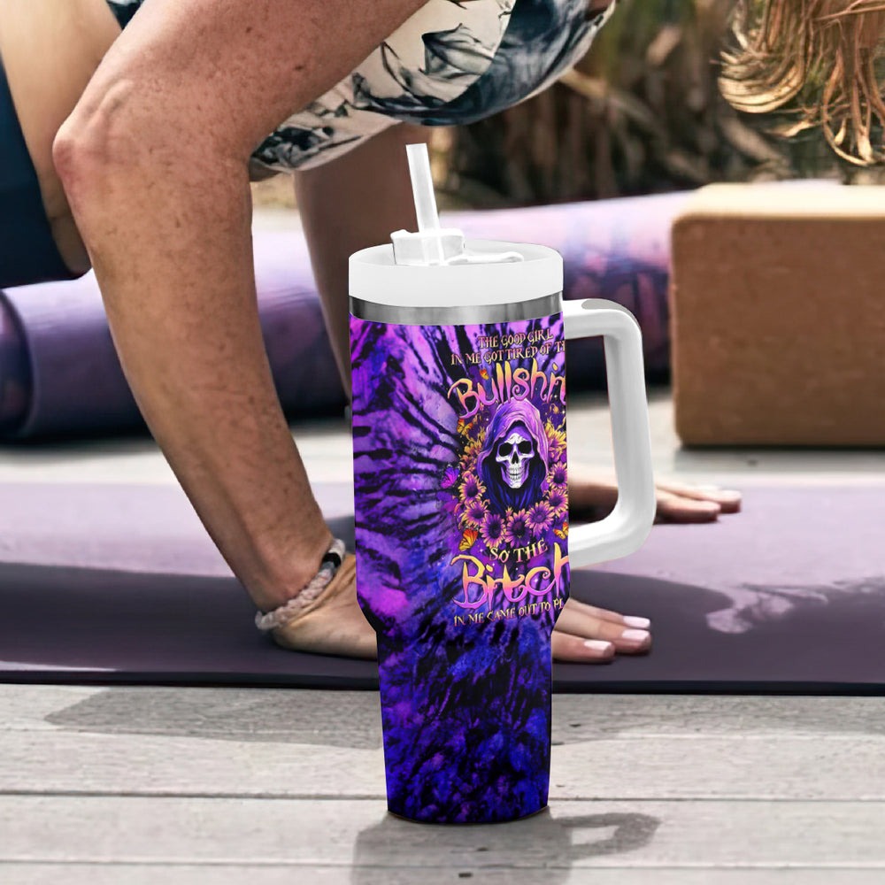 Sunflower Skull Tumbler With Handle She Is Sunshine Mixed With A Little Hurricane DT01 Sunflower Skull Tumbler With Handle She Is Sunshine Mixed With A Little Hurricane DT01
