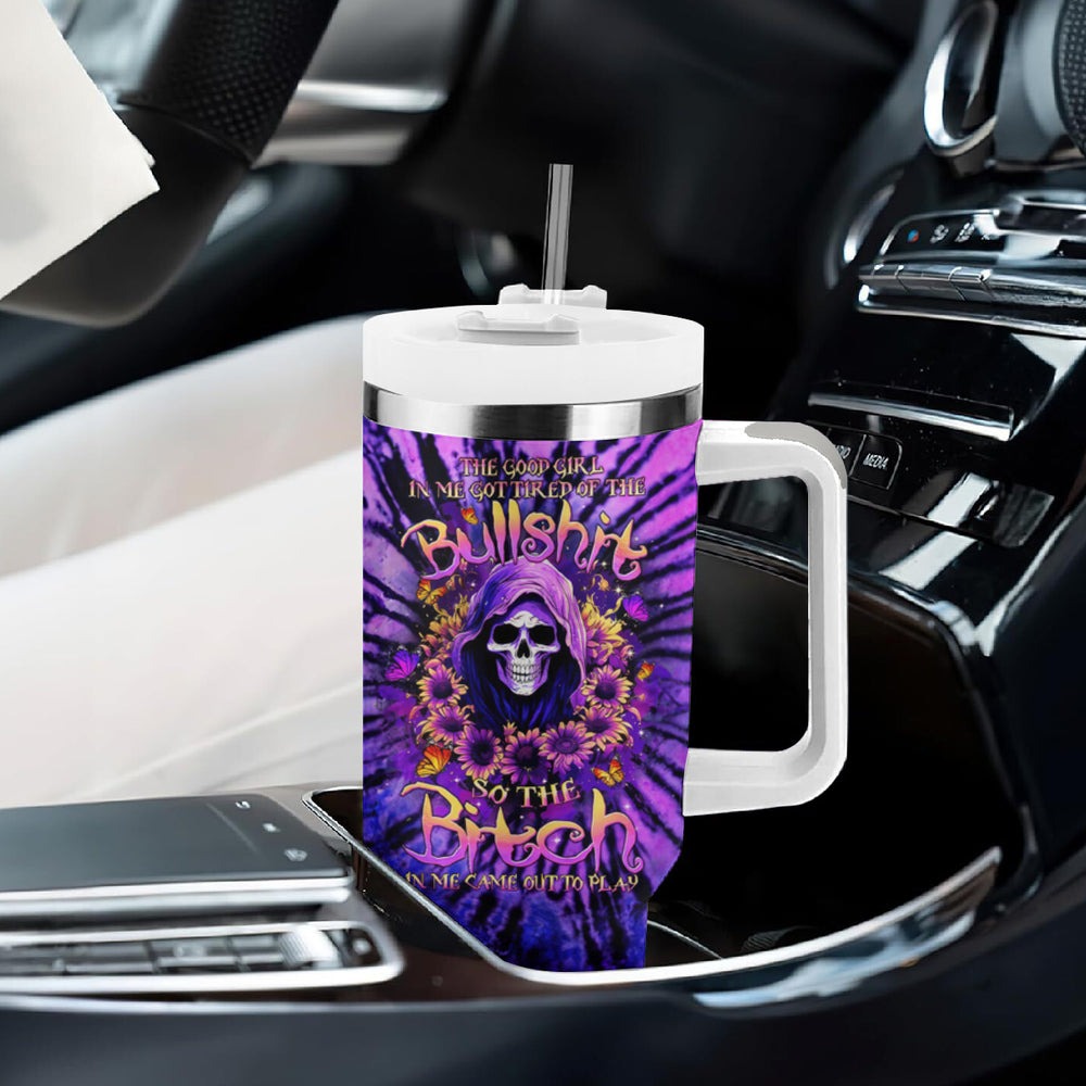 Sunflower Skull Tumbler With Handle She Is Sunshine Mixed With A Little Hurricane DT01 Sunflower Skull Tumbler With Handle She Is Sunshine Mixed With A Little Hurricane DT01