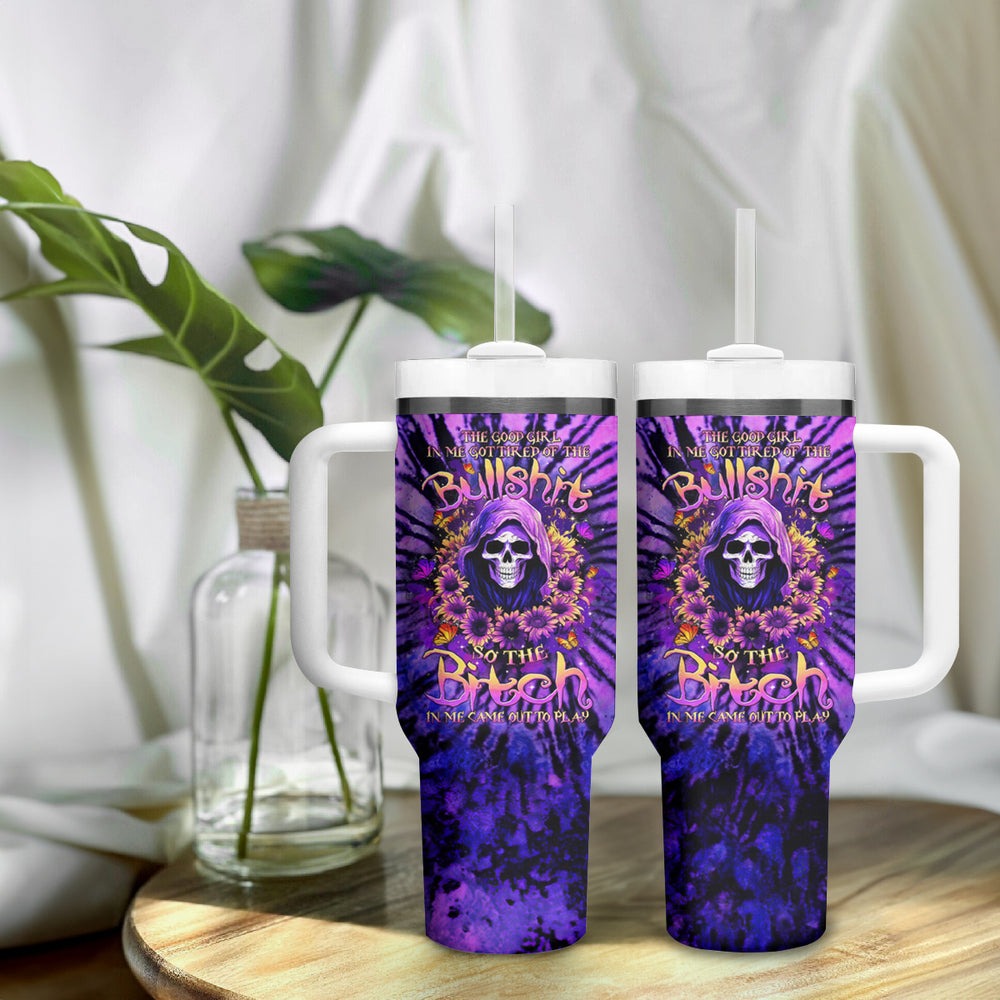 Sunflower Skull Tumbler With Handle She Is Sunshine Mixed With A Little Hurricane DT01 Sunflower Skull Tumbler With Handle She Is Sunshine Mixed With A Little Hurricane DT01