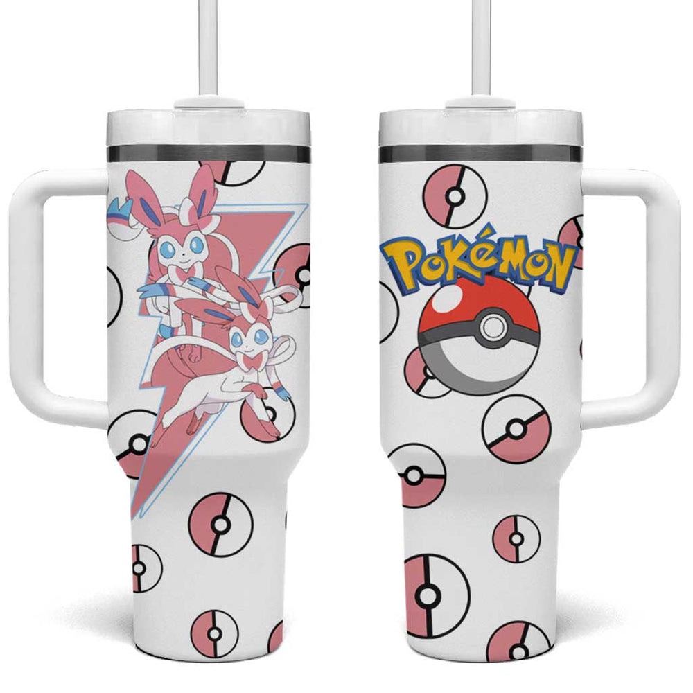Sylveon - Poke Ball Tumbler With Handle Anime Style TS04 Sylveon - Poke Ball Tumbler With Handle Anime Style TS04