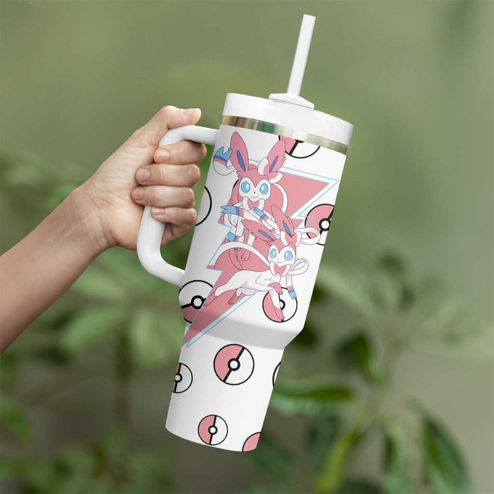 Sylveon - Poke Ball Tumbler With Handle Anime Style TS04 Sylveon - Poke Ball Tumbler With Handle Anime Style TS04