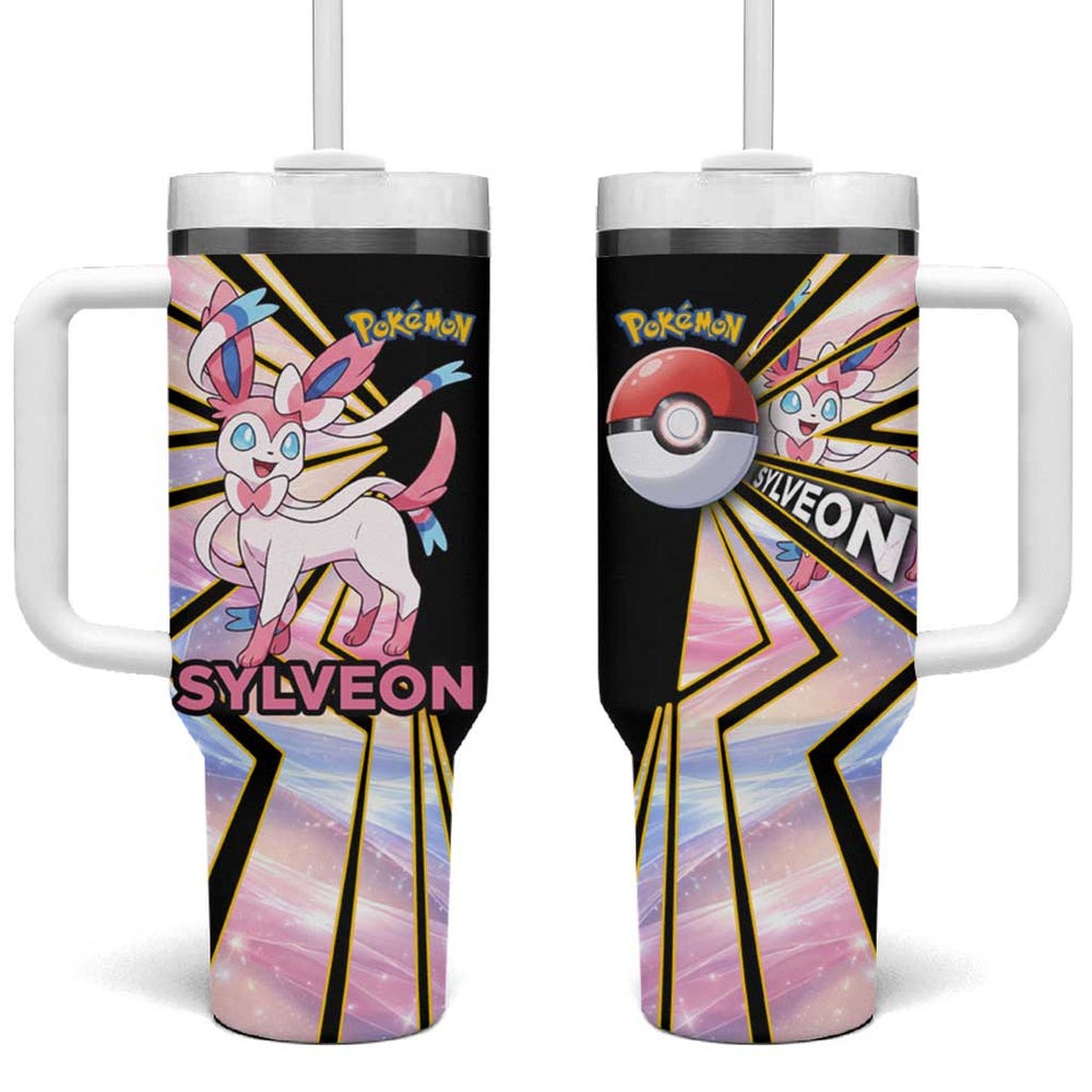 Sylveon Poké Tumbler With Handle Pastel Ribbon Comic Style TS04 Sylveon Poké Tumbler With Handle Pastel Ribbon Comic Style TS04