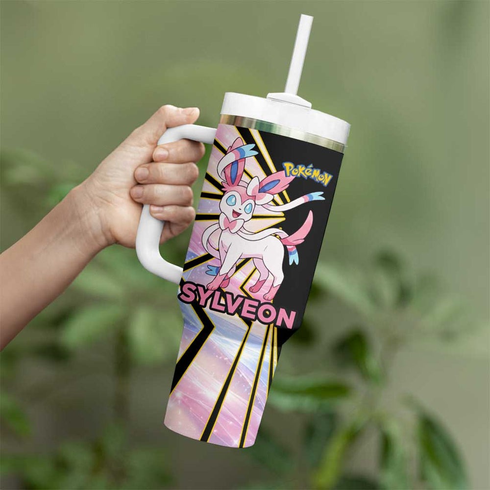 Sylveon Poké Tumbler With Handle Pastel Ribbon Comic Style TS04 Sylveon Poké Tumbler With Handle Pastel Ribbon Comic Style TS04
