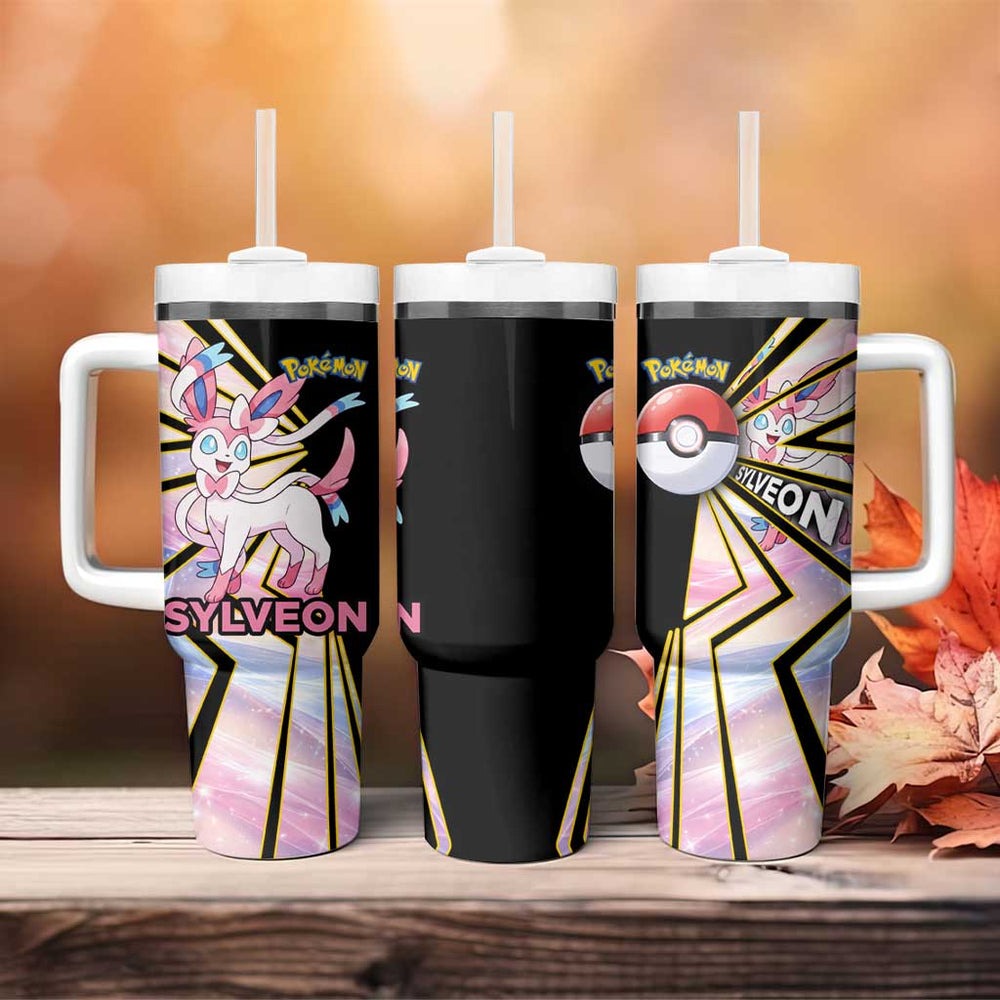 Sylveon Poké Tumbler With Handle Pastel Ribbon Comic Style TS04 Sylveon Poké Tumbler With Handle Pastel Ribbon Comic Style TS04