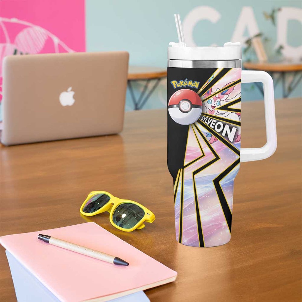 Sylveon Poké Tumbler With Handle Pastel Ribbon Comic Style TS04 Sylveon Poké Tumbler With Handle Pastel Ribbon Comic Style TS04
