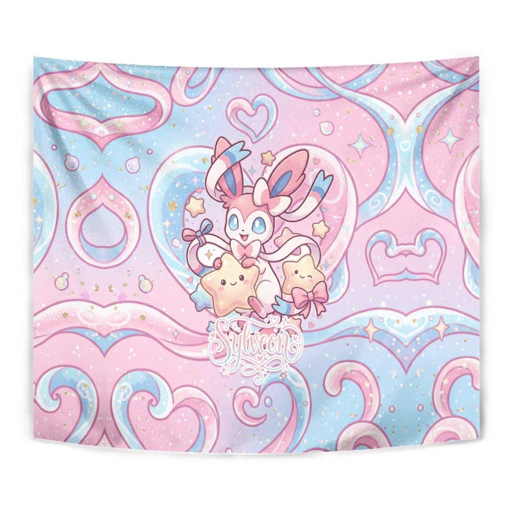 Sylveon Tapestry Magical Pastel Heart Ribbon Art TS04 Sylveon Tapestry Magical Pastel Heart Ribbon Art TS04