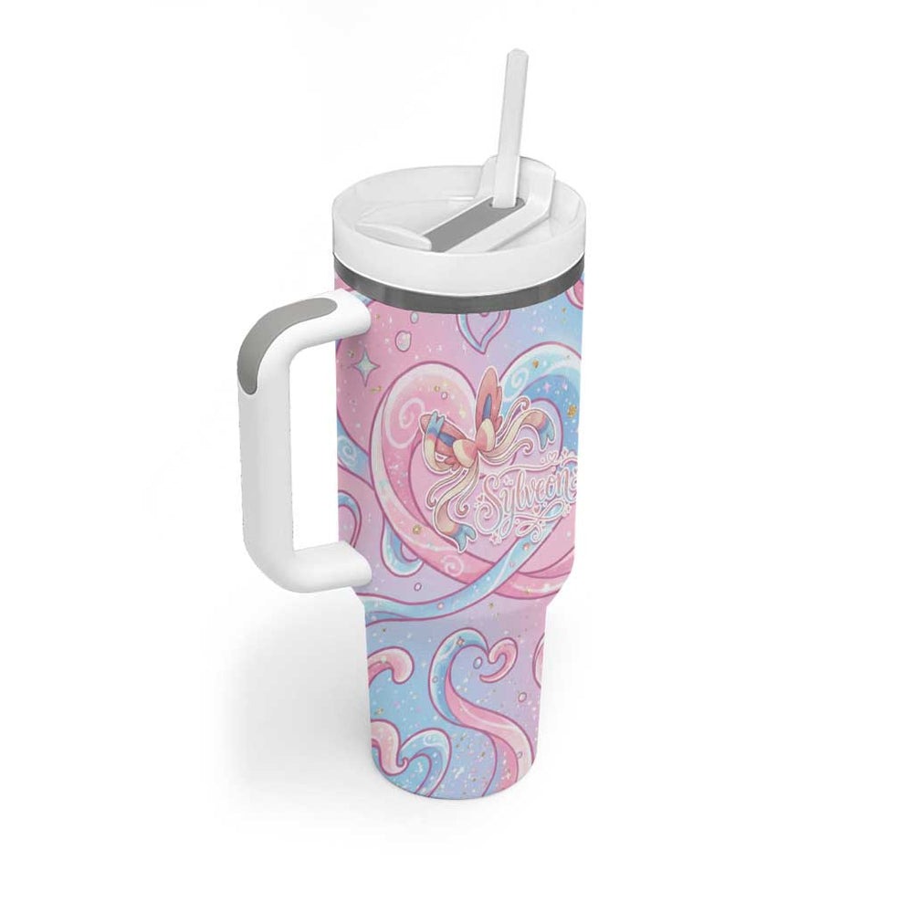 Sylveon Tumbler With Handle Magical Pastel Heart Ribbon Art TS04 Sylveon Tumbler With Handle Magical Pastel Heart Ribbon Art TS04