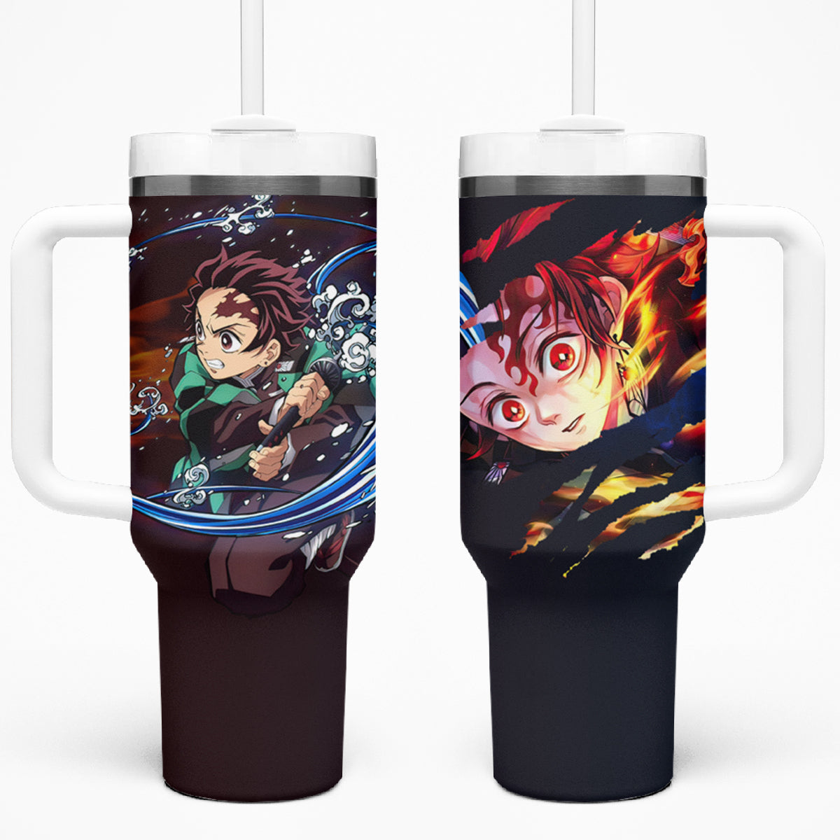 Tanjiro Water and Sun Breathing Demon Slayer Tumbler With Handle Anime Style TS04