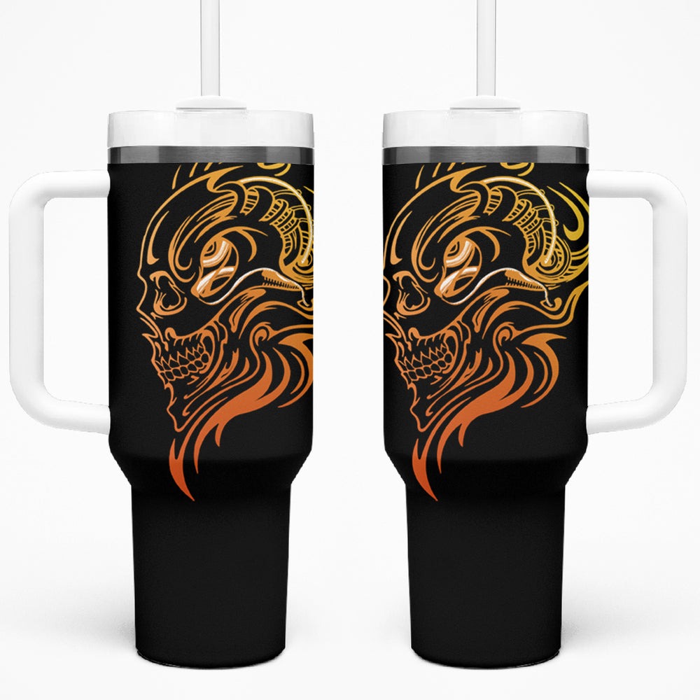 Tattoo Skull Tumbler With Handle Golden Skull Face Tattoo DT01 Tattoo Skull Tumbler With Handle Golden Skull Face Tattoo DT01