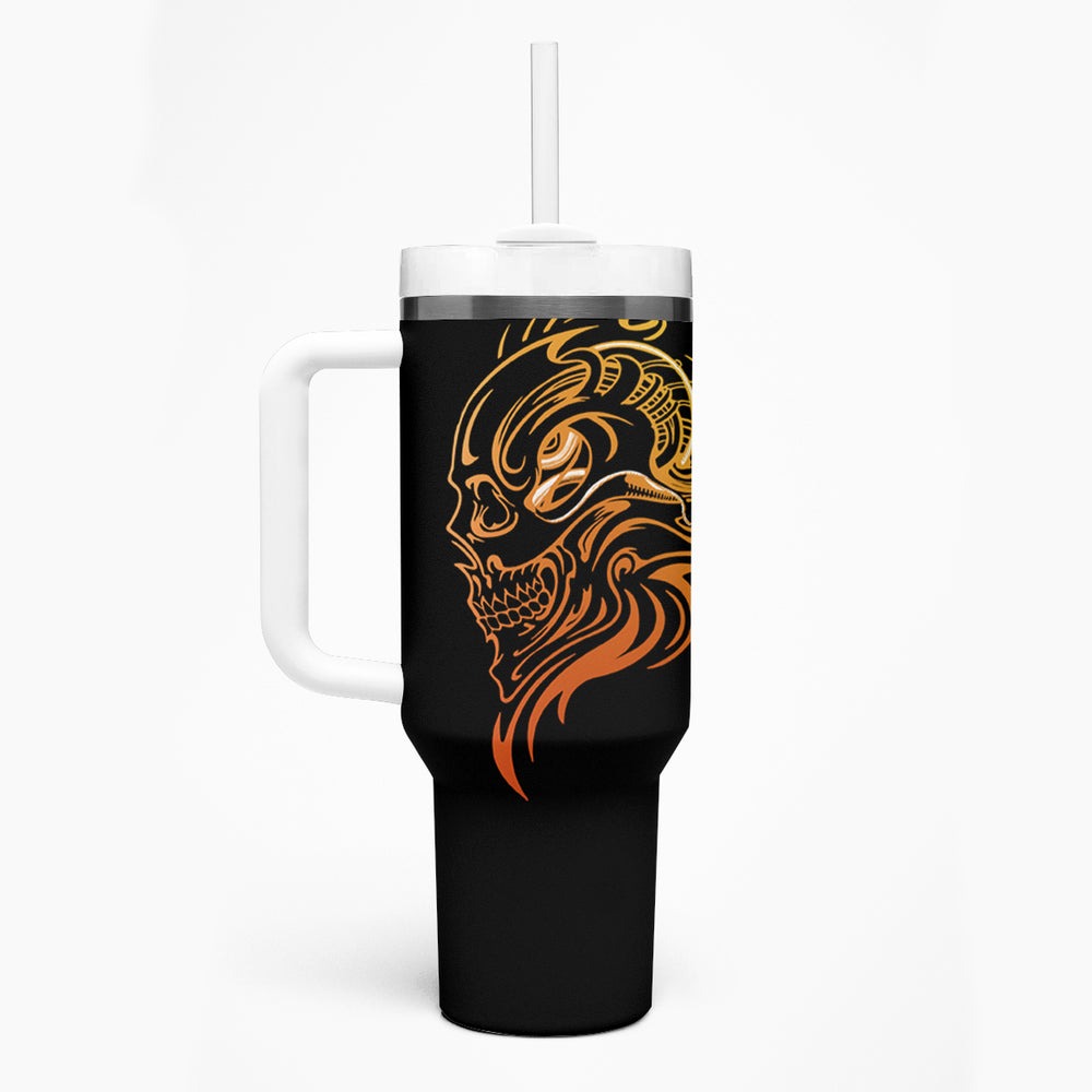 Tattoo Skull Tumbler With Handle Golden Skull Face Tattoo DT01 Tattoo Skull Tumbler With Handle Golden Skull Face Tattoo DT01