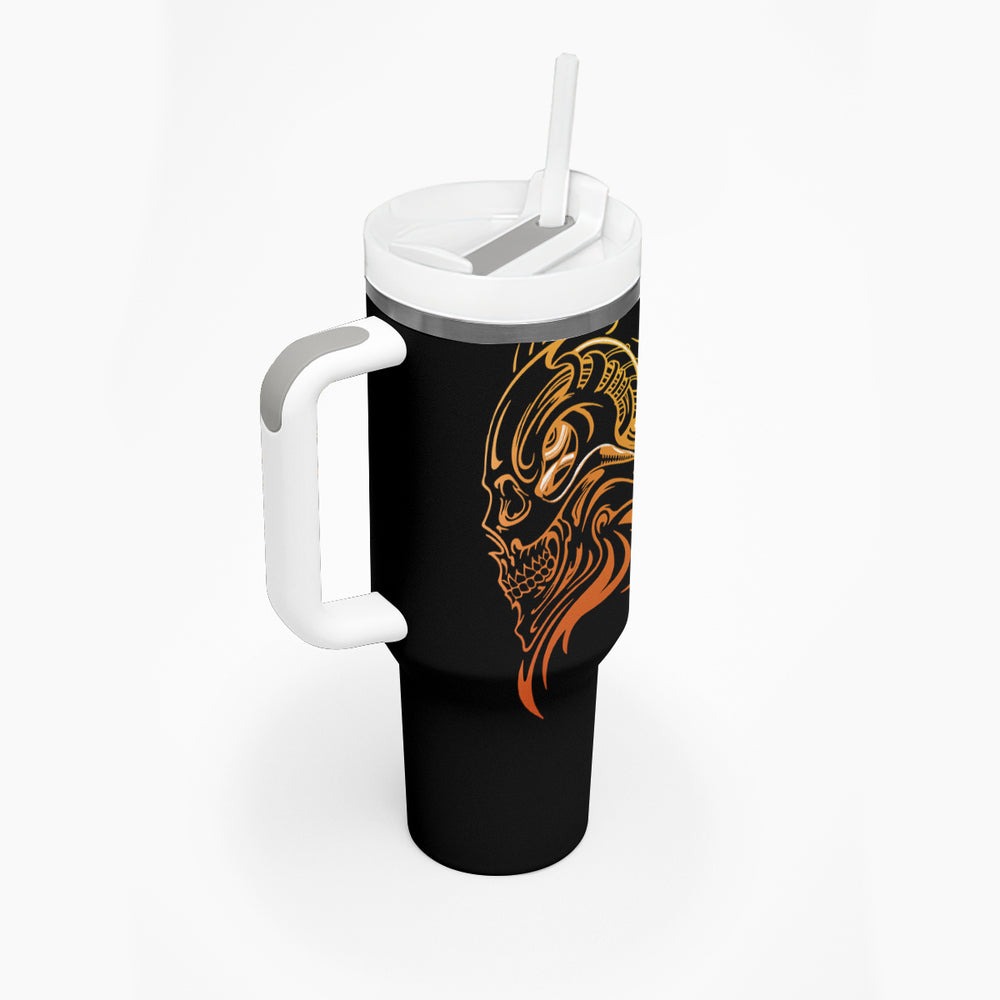 Tattoo Skull Tumbler With Handle Golden Skull Face Tattoo DT01 Tattoo Skull Tumbler With Handle Golden Skull Face Tattoo DT01
