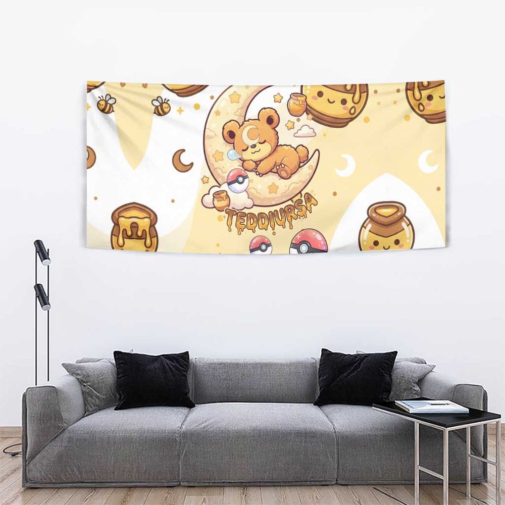 Teddiursa Tapestry Sweet Honey Moon Kawaii Art TS04 Teddiursa Tapestry Sweet Honey Moon Kawaii Art TS04
