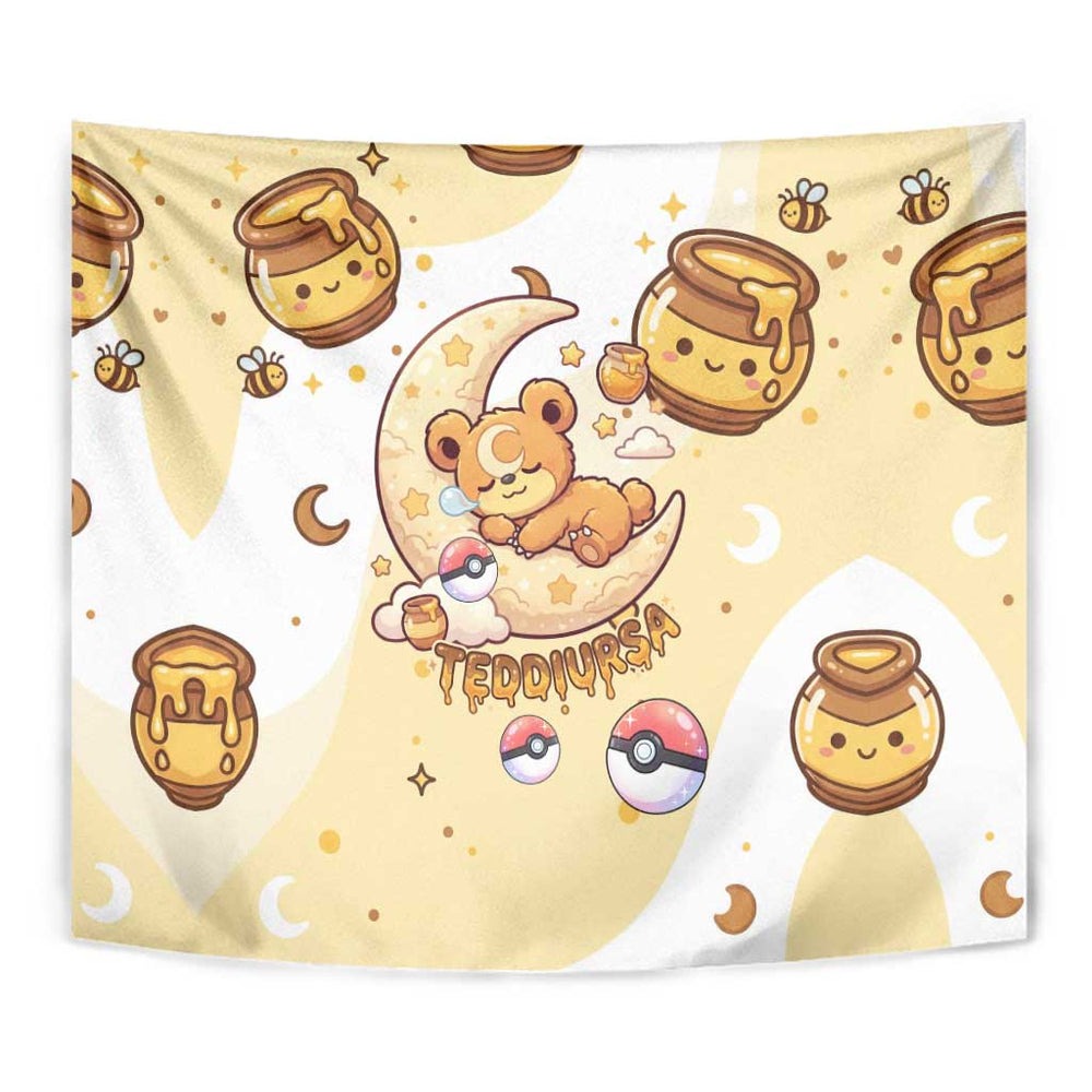 Teddiursa Tapestry Sweet Honey Moon Kawaii Art TS04 Teddiursa Tapestry Sweet Honey Moon Kawaii Art TS04