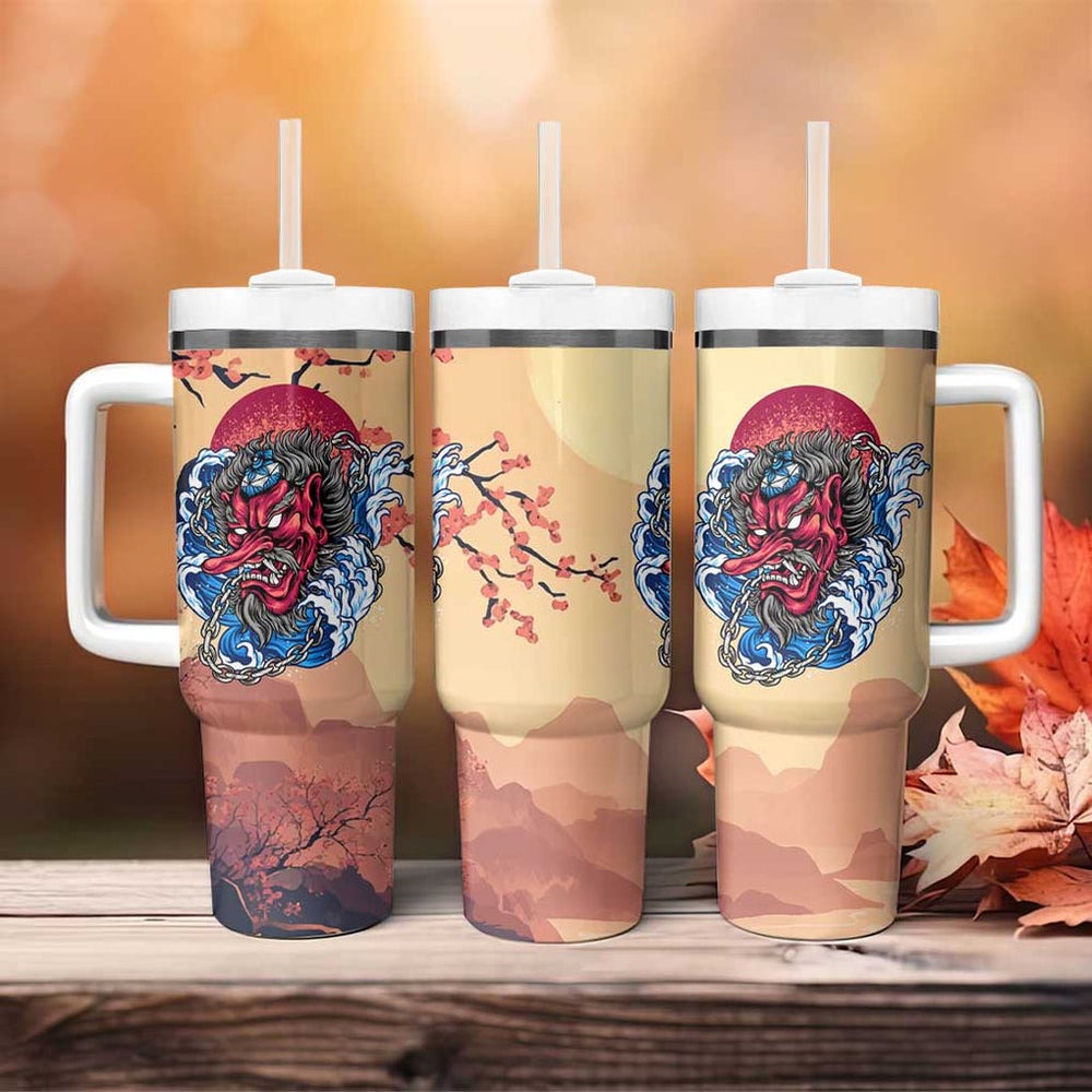 Tengu Tumbler With Handle Japan Art Style TS04 Tengu Tumbler With Handle Japan Art Style TS04