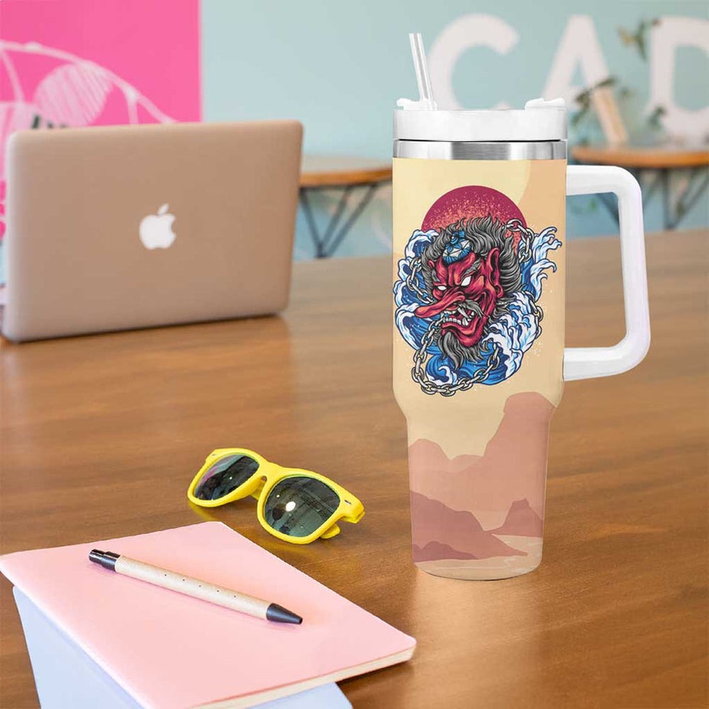 Tengu Tumbler With Handle Japan Art Style TS04 Tengu Tumbler With Handle Japan Art Style TS04