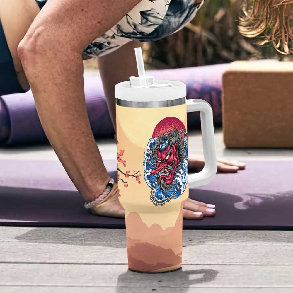 Tengu Tumbler With Handle Japan Art Style TS04 Tengu Tumbler With Handle Japan Art Style TS04