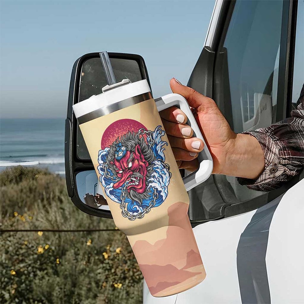 Tengu Tumbler With Handle Japan Art Style TS04 Tengu Tumbler With Handle Japan Art Style TS04