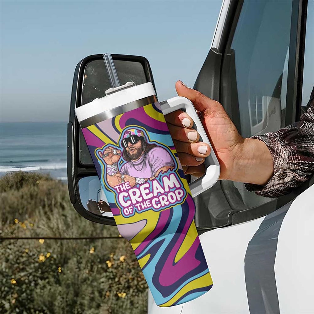 The Cream of the Crop Trippy Randy Savage Pop Culture Tumbler With Handle Anime Style TS04