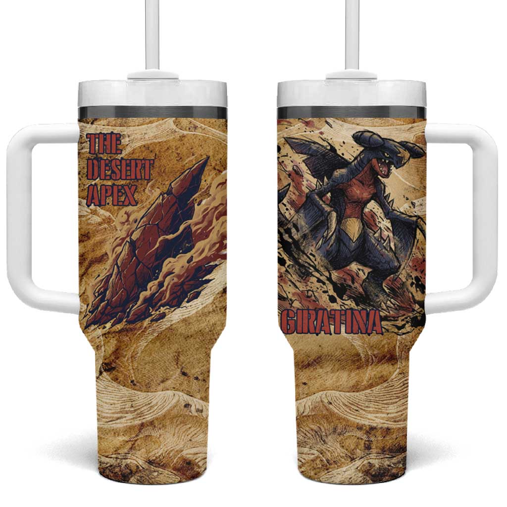 The Desert Apex Giratina Tumbler With Handle Grunge Ink Sandstorm Art TS04