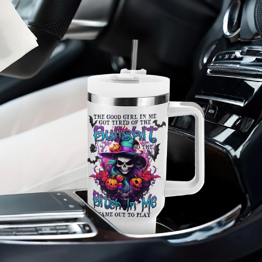 The Good Girl In Me Halloween Witch Tumbler With Handle TS04 The Good Girl In Me Halloween Witch Tumbler With Handle TS04