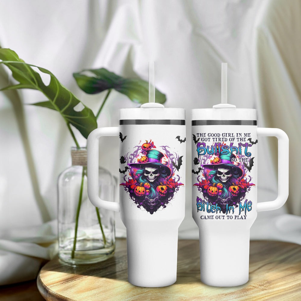 The Good Girl In Me Halloween Witch Tumbler With Handle TS04 The Good Girl In Me Halloween Witch Tumbler With Handle TS04