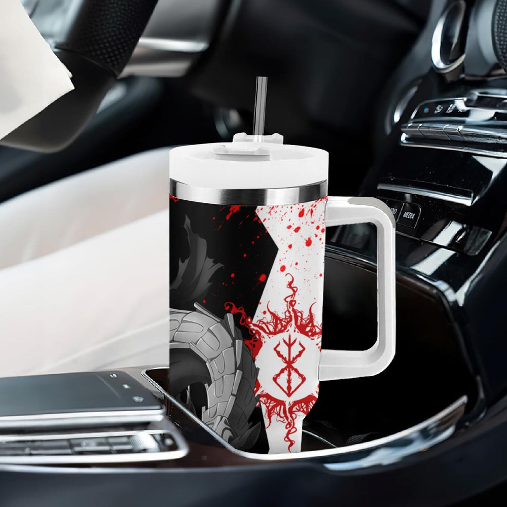 The Skull Knight Berserk Tumbler With Handle Anime Grunge Style TS04 The Skull Knight Berserk Tumbler With Handle Anime Grunge Style TS04