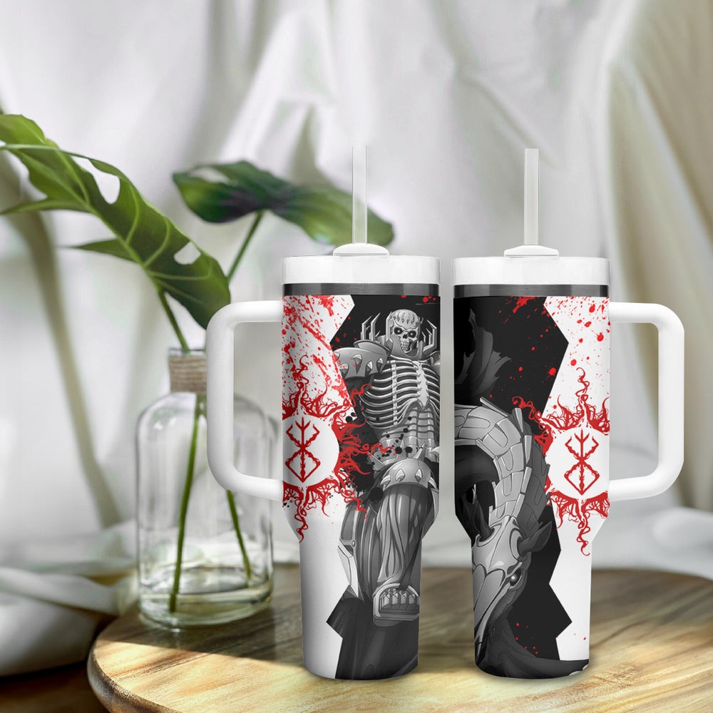 The Skull Knight Berserk Tumbler With Handle Anime Grunge Style TS04 The Skull Knight Berserk Tumbler With Handle Anime Grunge Style TS04
