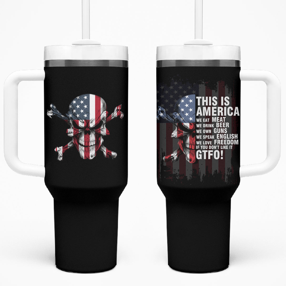 This Is America Patriotic Skull Tumbler With Handle TS04