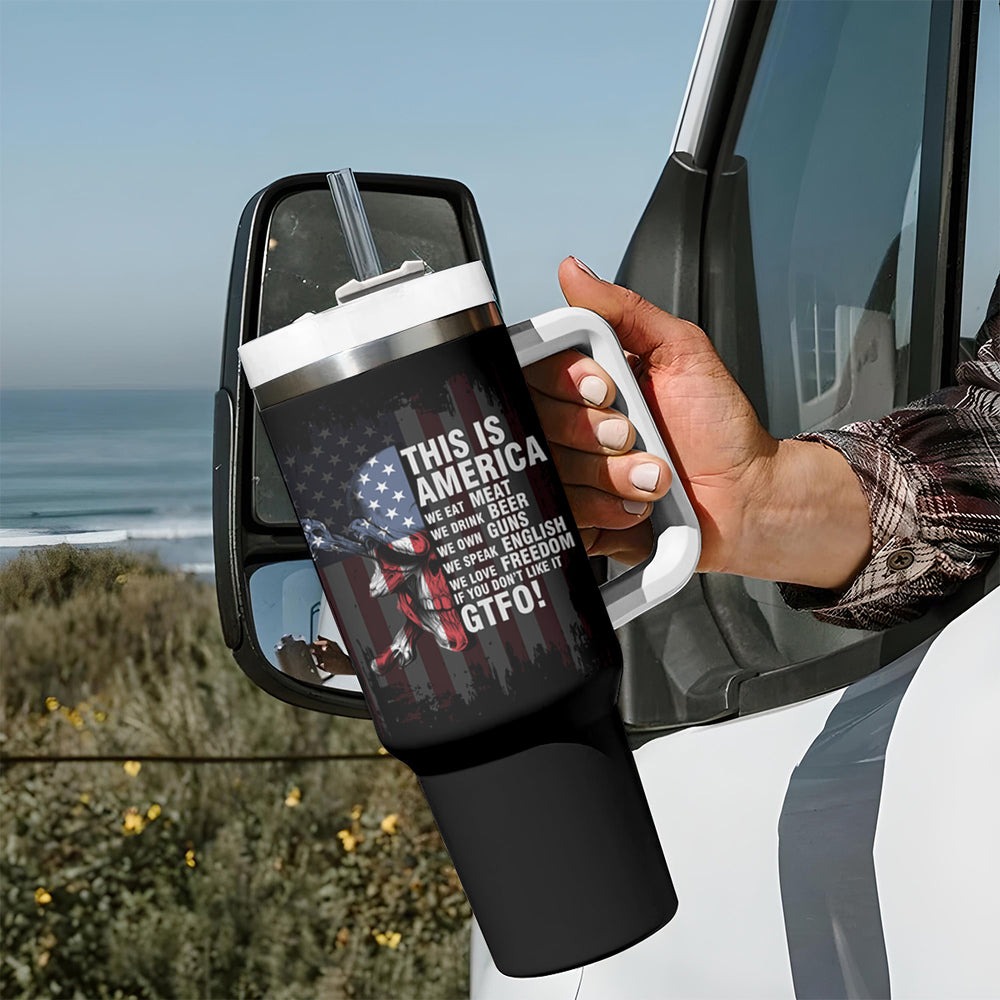 This Is America Patriotic Skull Tumbler With Handle TS04 This Is America Patriotic Skull Tumbler With Handle TS04