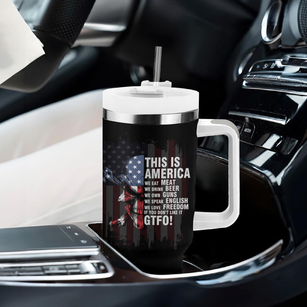 This Is America Patriotic Skull Tumbler With Handle TS04 This Is America Patriotic Skull Tumbler With Handle TS04