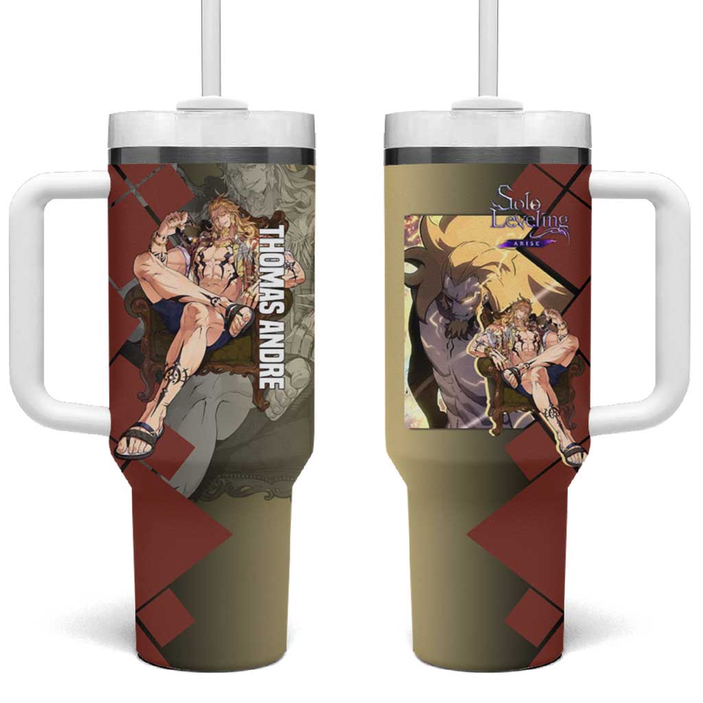Thomas Andre Solo Leveling Tumbler With Handle with Titan Form and Powerful Combat Pose Design TS04