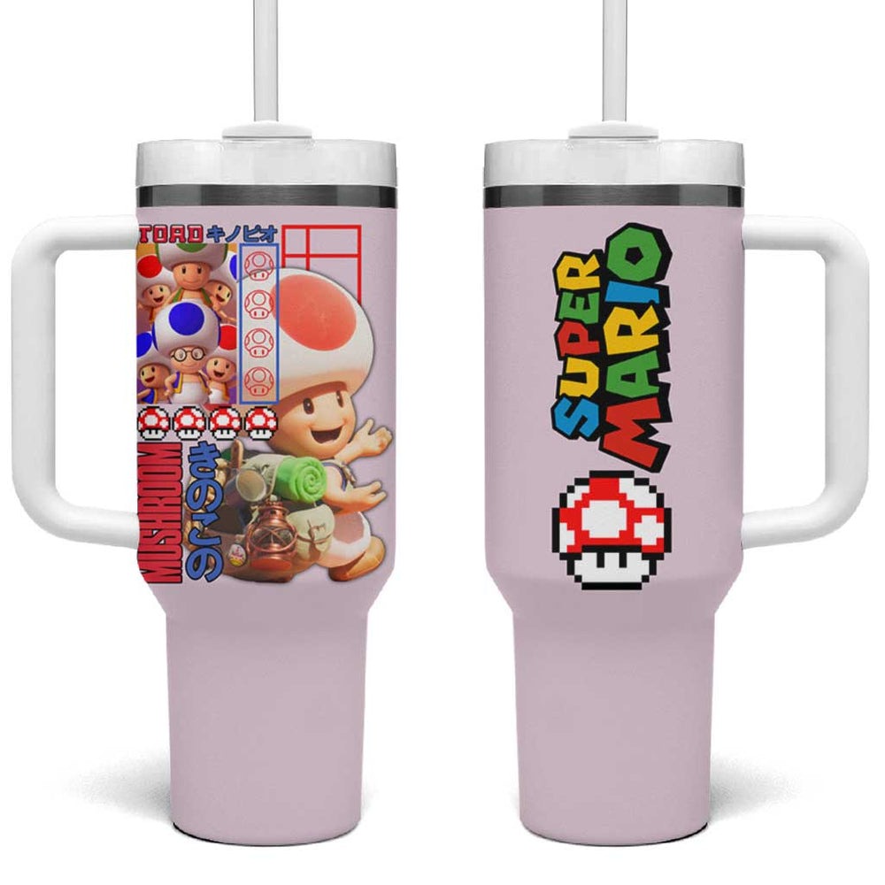 Toad Mario Bros Tumbler With Handle Japan Anime Style TS04 Toad Mario Bros Tumbler With Handle Japan Anime Style TS04