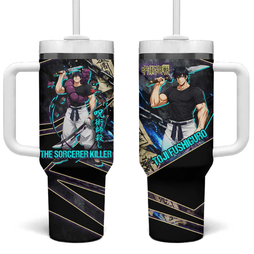 Toji Fushiguro Sorcerer Killer Tumbler With Handle Dark Scroll Samurai Ink Style TS04