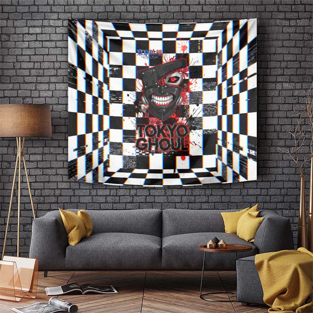 Tokyo Ghoul Kaneki Ken Tumbler With Handle Glitchcore Anime Style with Dark Checker Pattern TS04