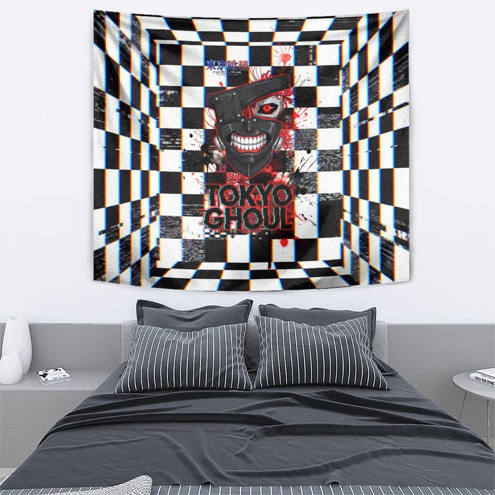 Tokyo Ghoul Kaneki Ken Tumbler With Handle Glitchcore Anime Style with Dark Checker Pattern TS04