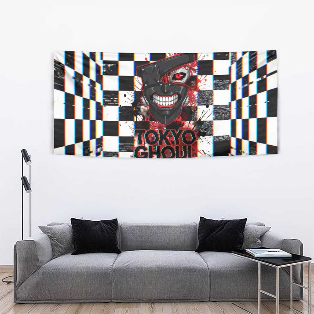 Tokyo Ghoul Kaneki Ken Tumbler With Handle Glitchcore Anime Style with Dark Checker Pattern TS04