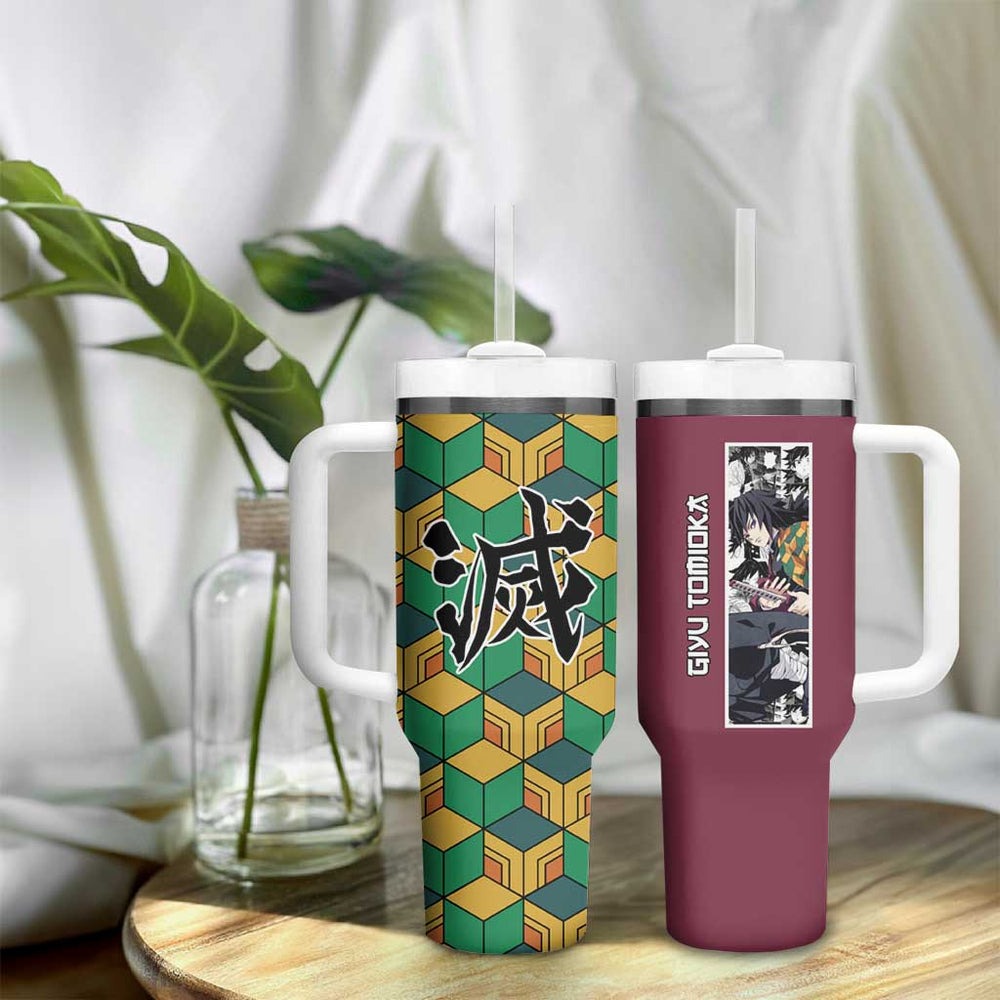 Tomioka Giyu Haori Demon Slayer Tumbler With Handle Anime Style TS04 Tomioka Giyu Haori Demon Slayer Tumbler With Handle Anime Style TS04