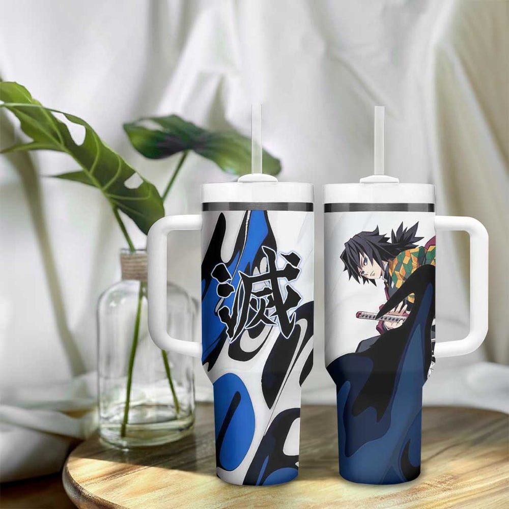 Tomioka Gyu - Demon Slayer Tumbler With Handle Anime Style TS04 Tomioka Gyu - Demon Slayer Tumbler With Handle Anime Style TS04