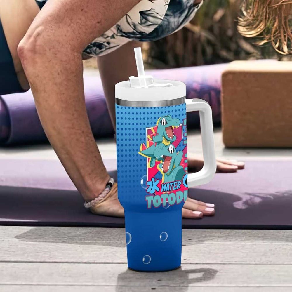 Totodile from Poké Tumbler With Handle with Water Type Power and Playful Pose Design TS04