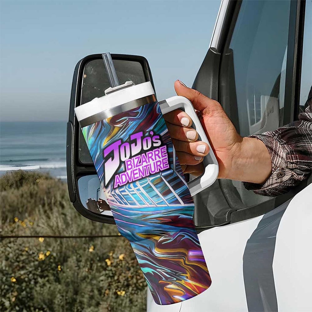 Trippy Dio Brando JoJos Bizarre Adventure Tumbler With Handle Anime Style TS04