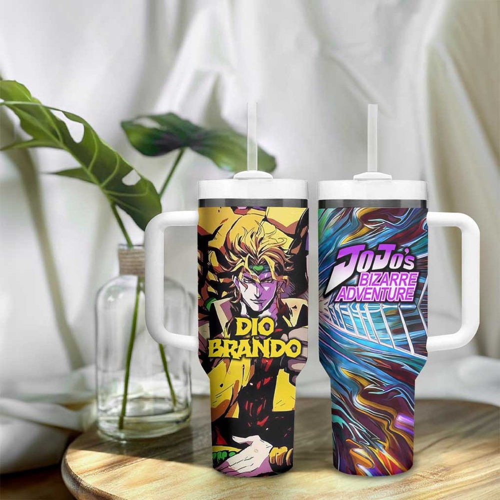 Trippy Dio Brando JoJos Bizarre Adventure Tumbler With Handle Anime Style TS04