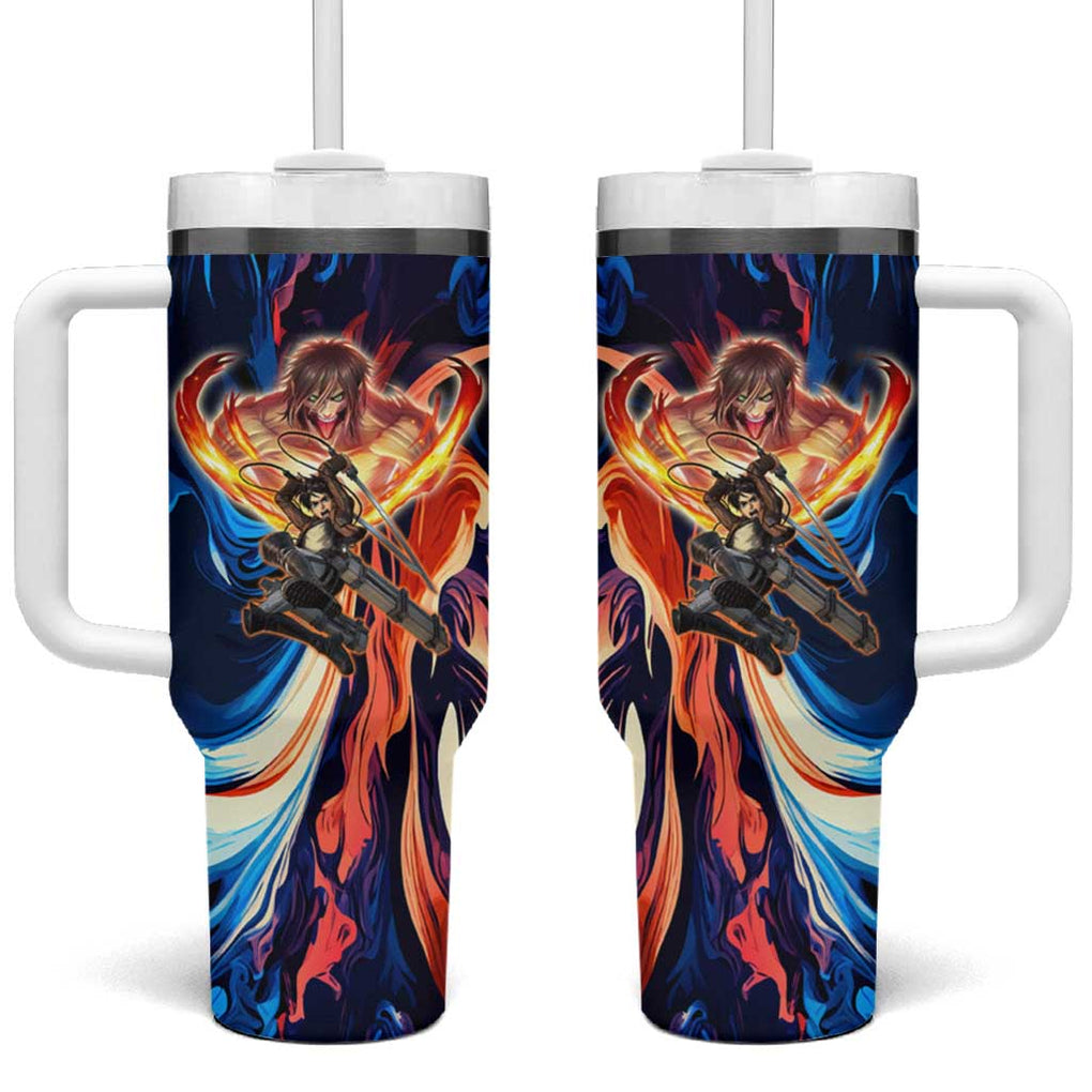 Trippy Eren Yeager Attack on Titan Tumbler With Handle Trippy Style TS04