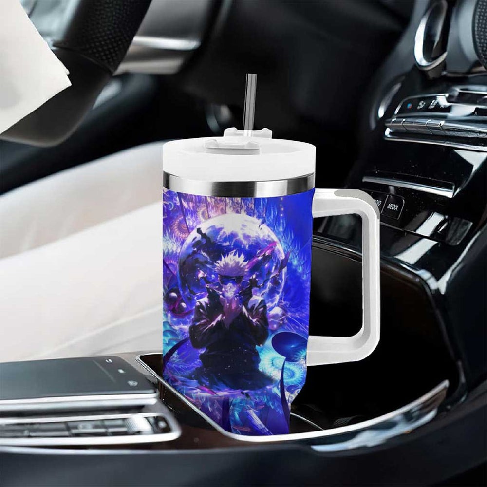 Trippy Gojo Satoru Jujutsu Kaisen Tumbler With Handle Anime Style TS04