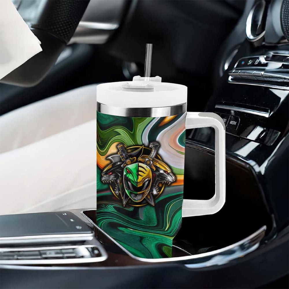 Trippy Green White Power Rangers Tumbler With Handle Anime Style TS04 Trippy Green White Power Rangers Tumbler With Handle Anime Style TS04