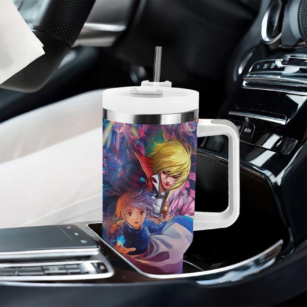 Trippy Howls Moving Castle Studio Ghibli Tumbler With Handle Anime Mix With Trippy Style TS04 Trippy Howls Moving Castle Studio Ghibli Tumbler With Handle Anime Mix With Trippy Style TS04